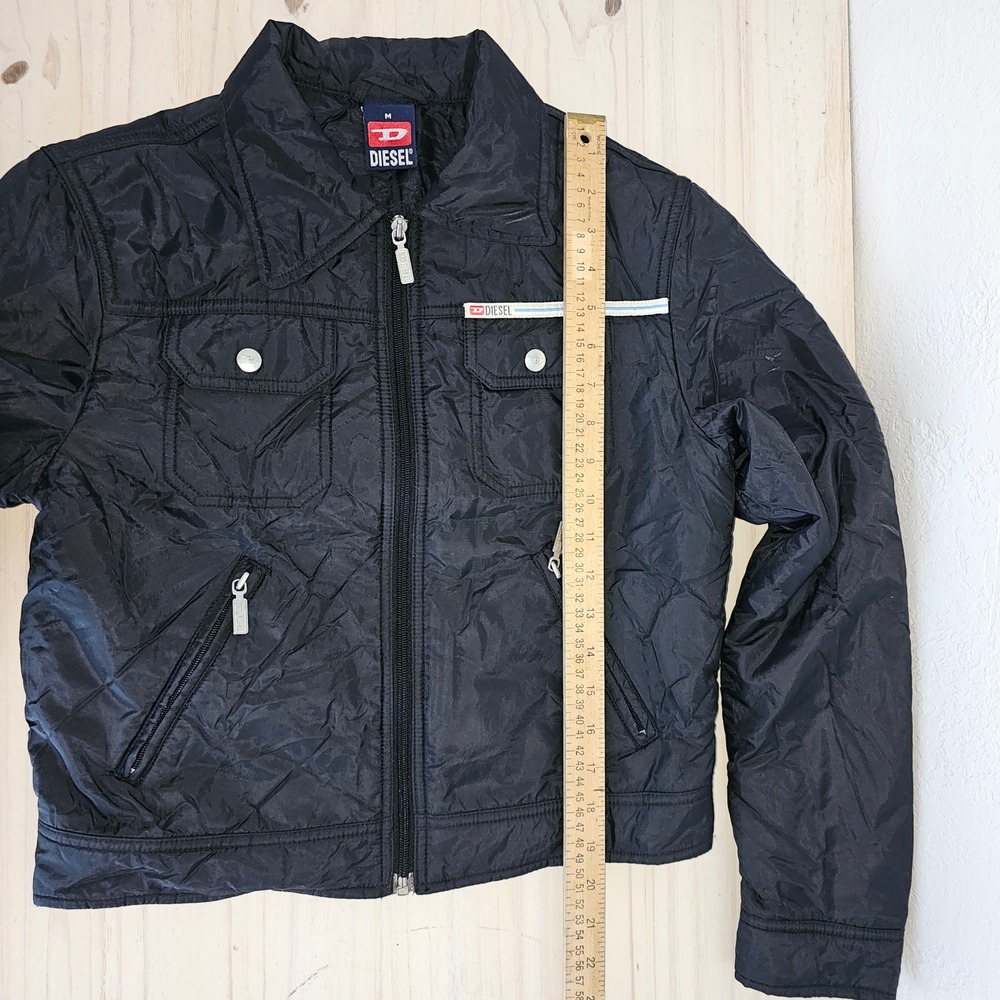 Diesel Women's Black Nylon Moto Bomber Zip Up Jacket M Streetwear Utility - Picture 12 of 15